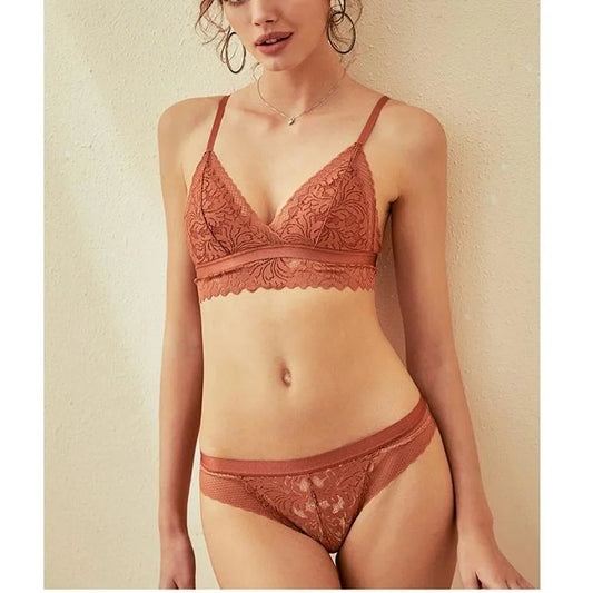 Ensemble de lingerie en dentelle - rouge / s