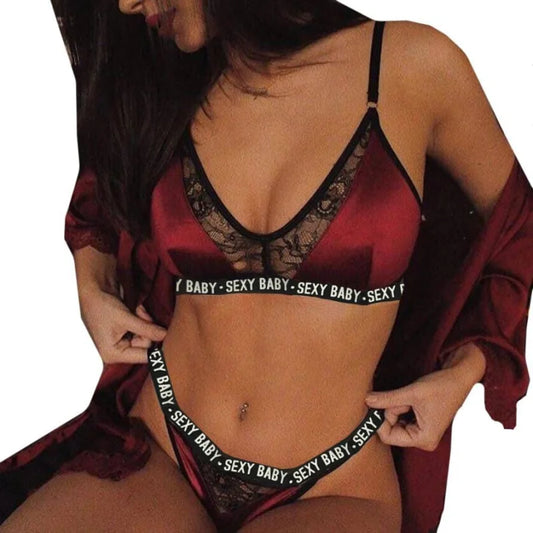 Ensemble de lingerie en dentelle sexy baby - rouge / s