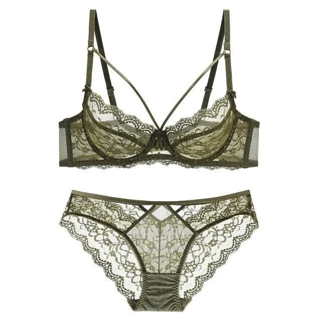 Ensemble de lingerie en dentelle - vert / 85a