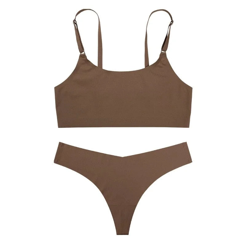 Ensemble de lingerie sans couture - marron clair / xs