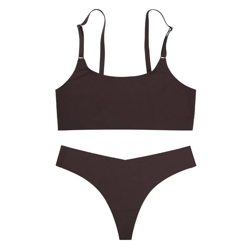 Ensemble de lingerie sans couture - marron / xs