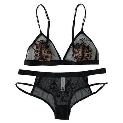 Ensemble de lingerie transparente en dentelle - noir / s