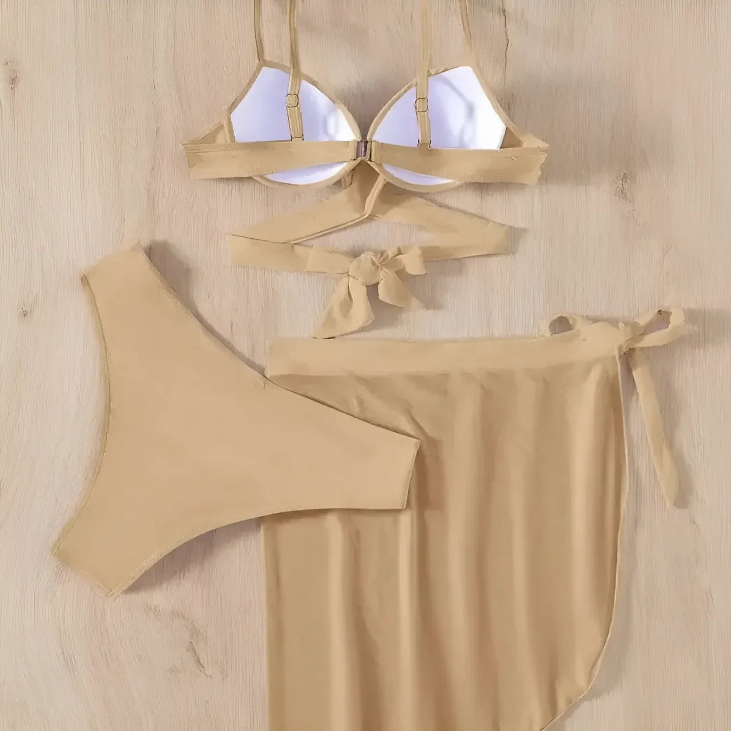  Ensemble de maillot de bain 3 pièces avec paréo