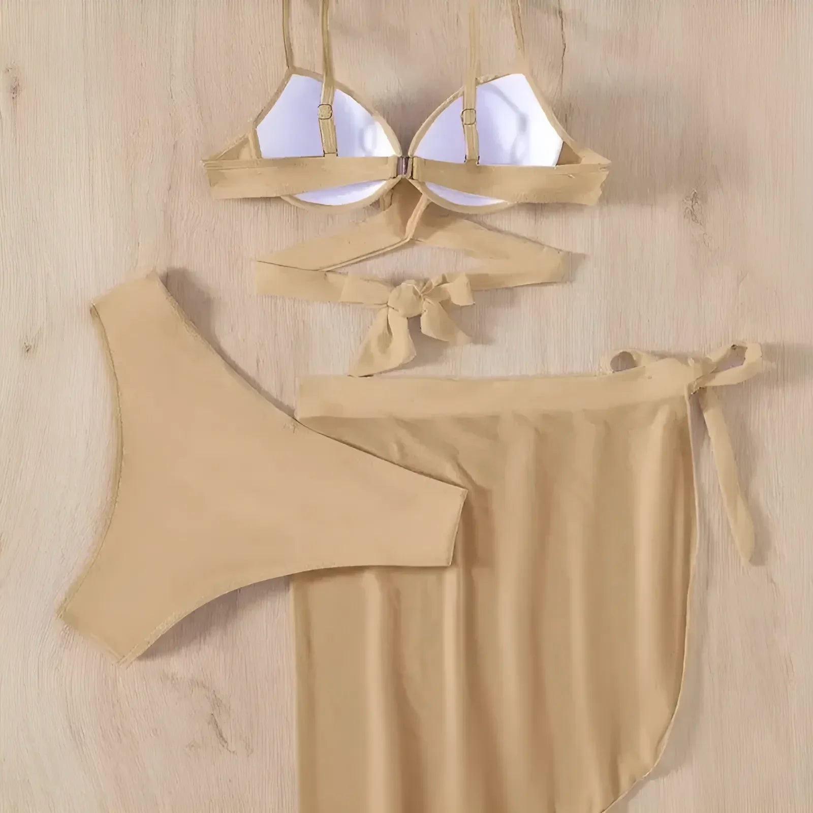  Ensemble de maillot de bain 3 pièces avec paréo