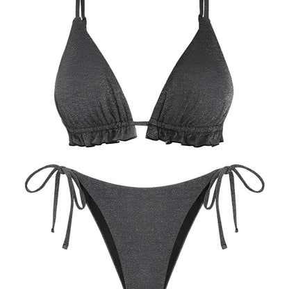  Ensemble de maillot de bain brillant en deux pièces