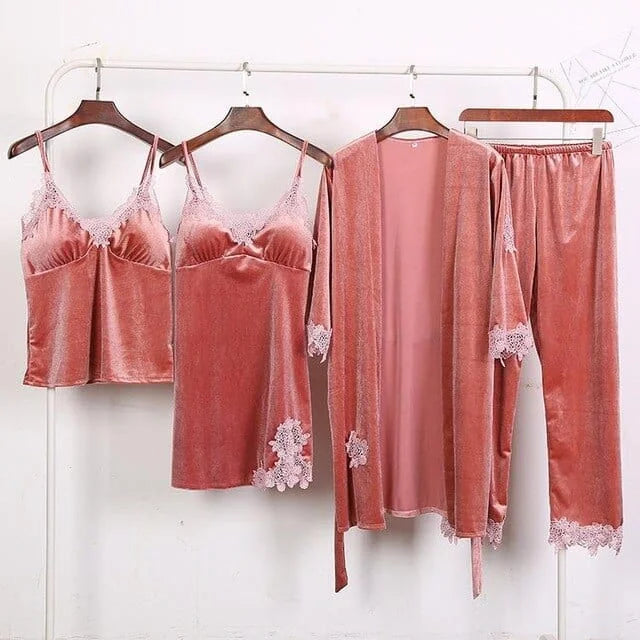 Ensemble de pyjama quatre pièces - rose / s