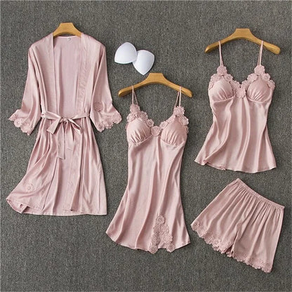 Ensemble de pyjama quatre pièces - rose / s