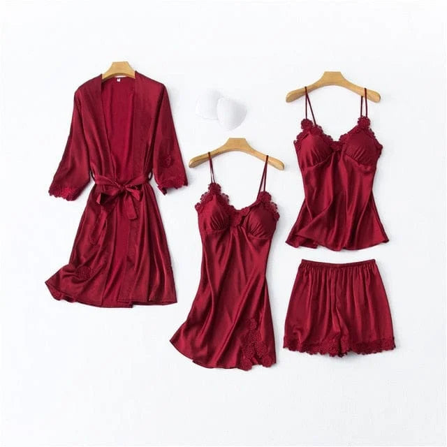 Ensemble de pyjama quatre pièces - rouge / s