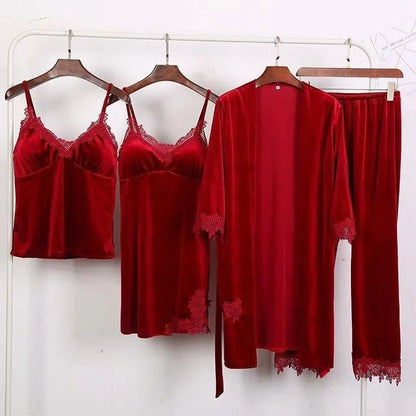 Ensemble de pyjama quatre pièces - rouge / s