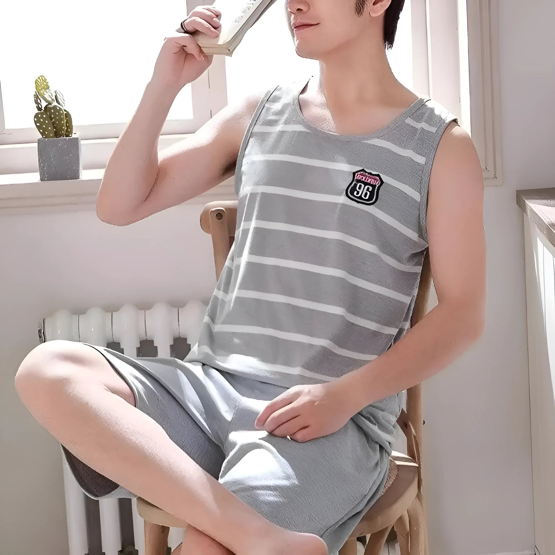  Ensemble de pyjama sans manches pour hommes