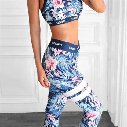 Ensemble de sport avec motif floral - bleu / s