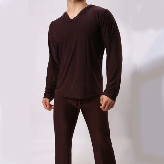 Ensemble pyjama avec capuche pour homme - marron / xs