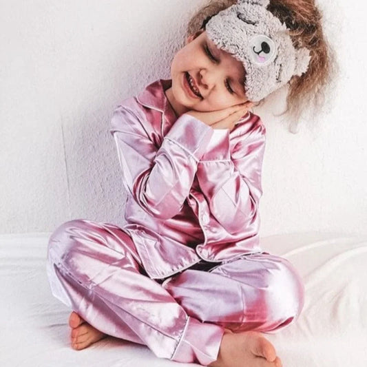 Ensemble pyjama en satin pour enfants - rose / 80 centimètres
