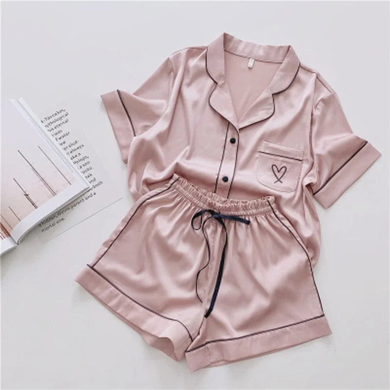 Ensemble pyjama pour femme avec haut à manches courtes et shorts - rose / s/m