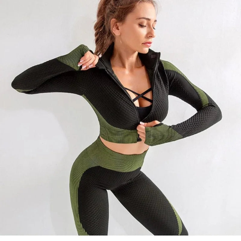 Ensemble sportif à trois pièces - vert / s