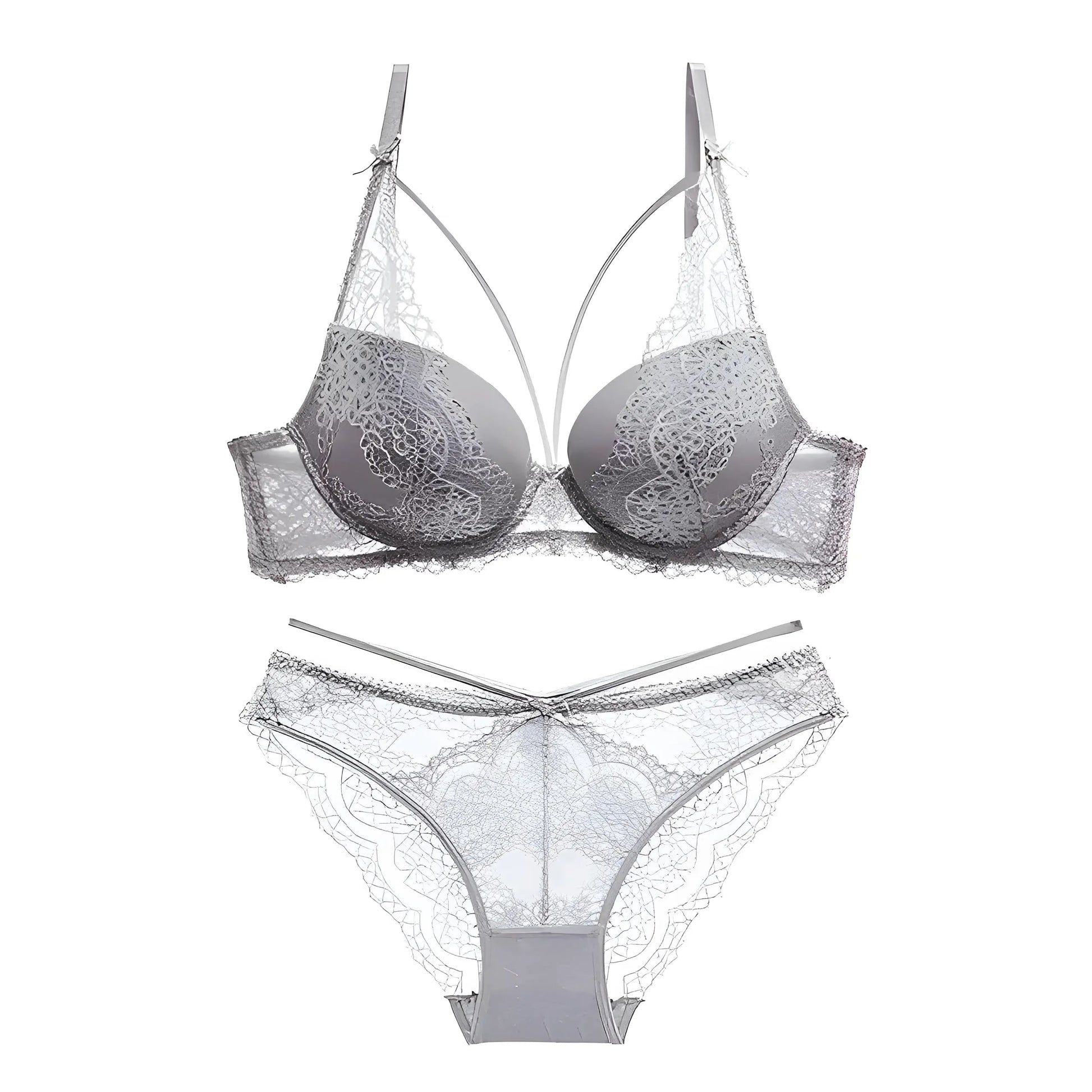 Gris Ensemble de lingerie en dentelle