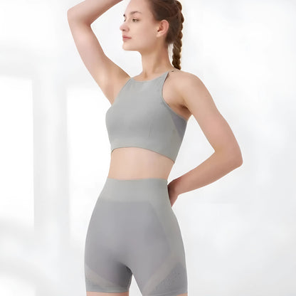 Gris Ensemble de sport avec shorts courts