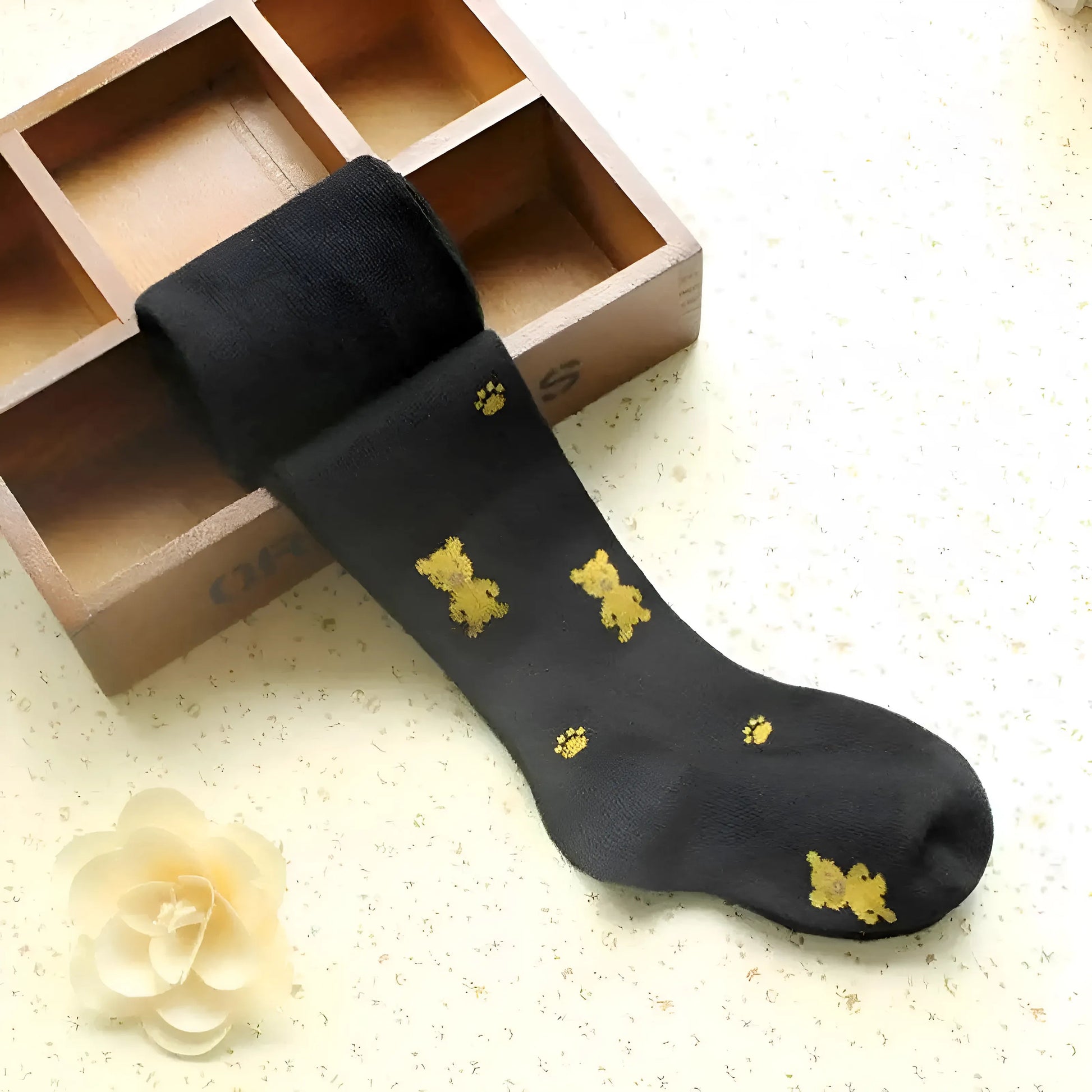 Gris foncé Collants avec imprimé ours pour enfants