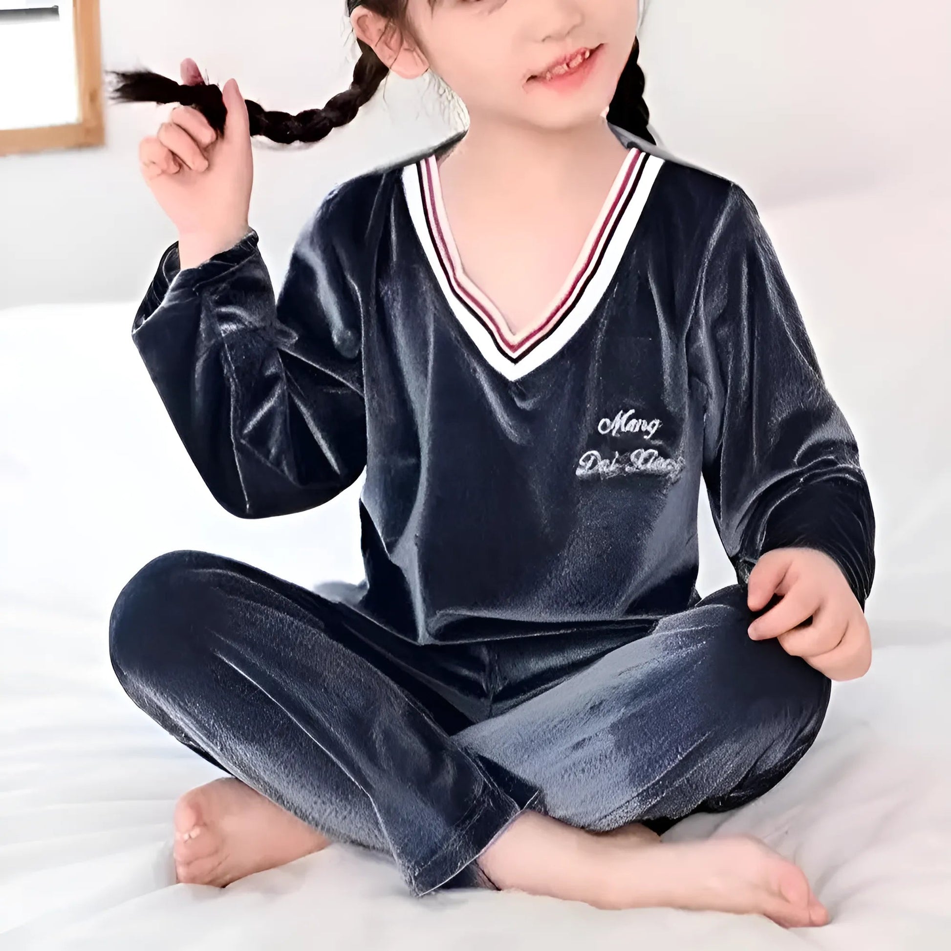 Gris Pyjamas en velours pour enfants