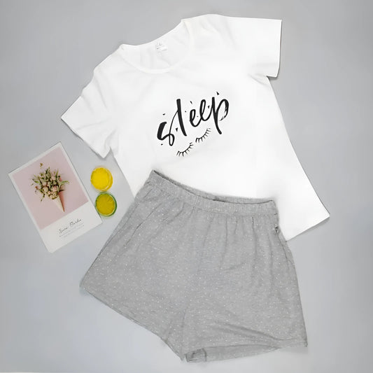 Gris Pyjamas pour femmes avec shorts courts