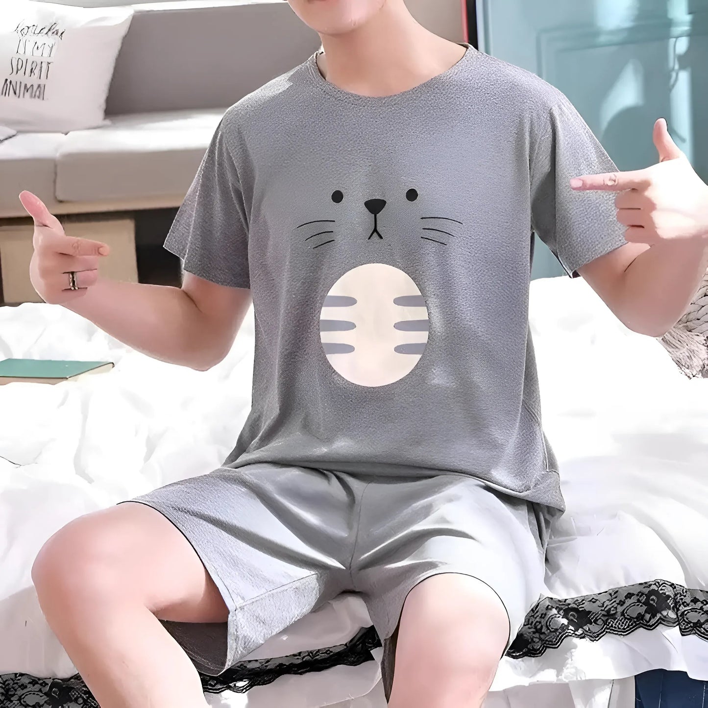 Gris Pyjamas pour hommes à motifs