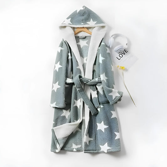 Gris Robe à imprimé étoiles duveteuse