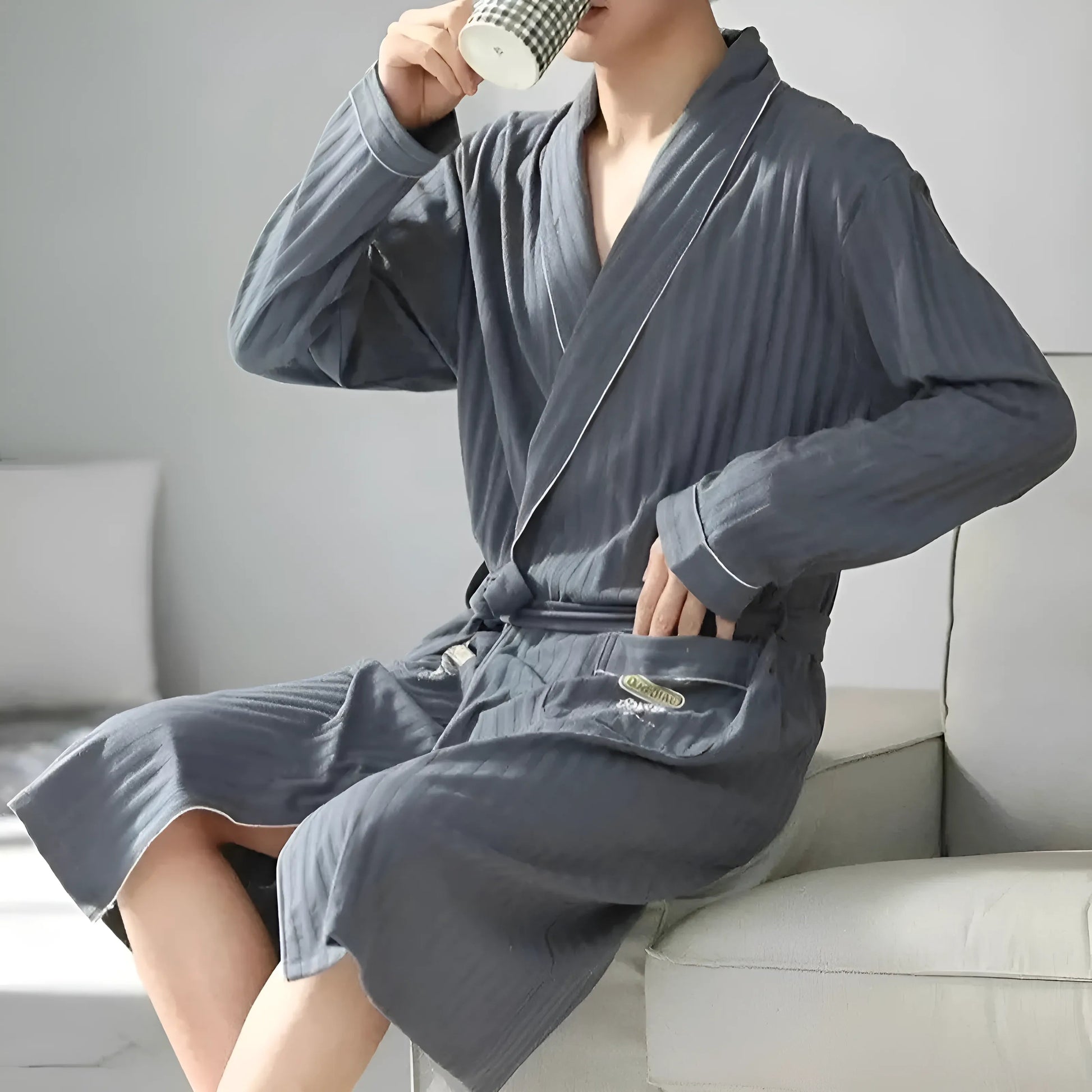 Gris Robe pour hommes avec poches