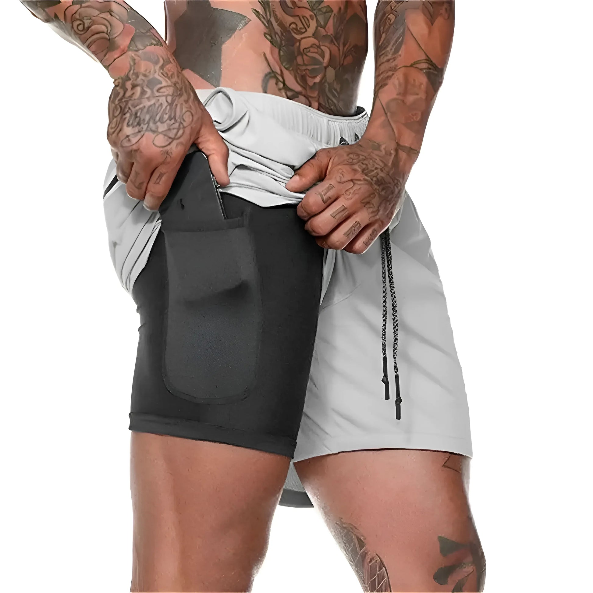 Gris Shorts de bain longs pour hommes