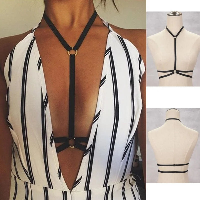 Harnais pour soutien-gorge avec collier - noir / universel