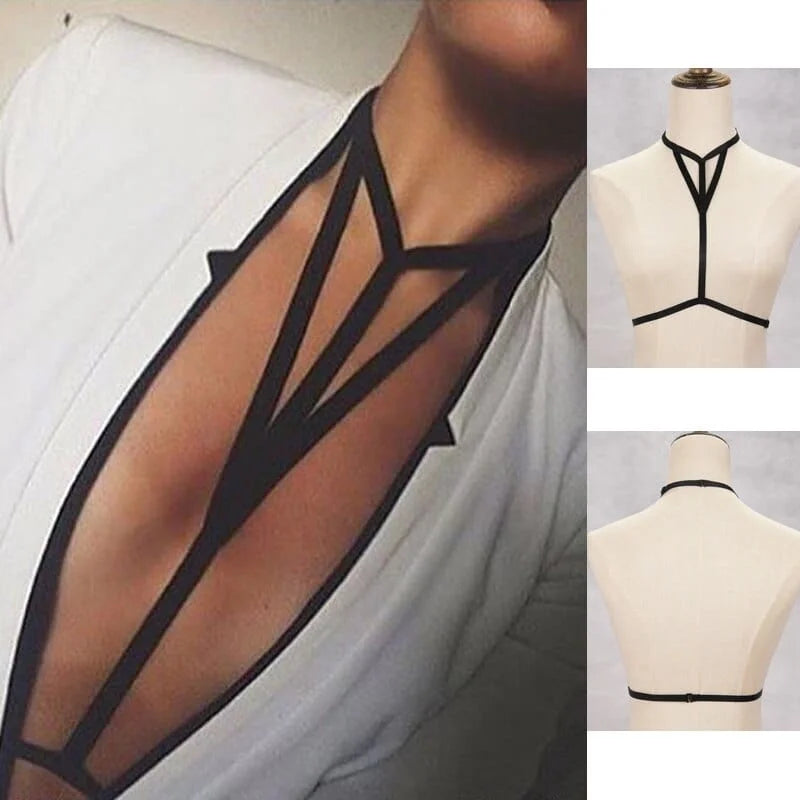 Harnais pour soutien-gorge avec collier - noir / universel