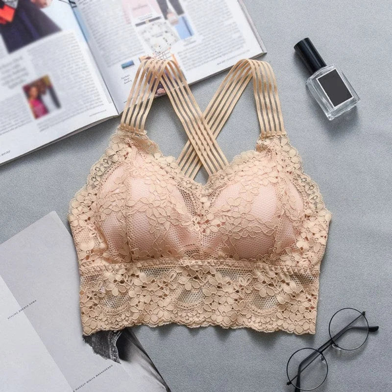 Haut bralette en dentelle - beige / universel