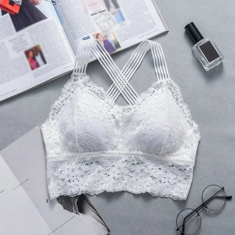 Haut bralette en dentelle - blanc / universel