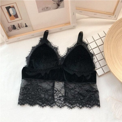 Haut bralette en dentelle - noir / universel