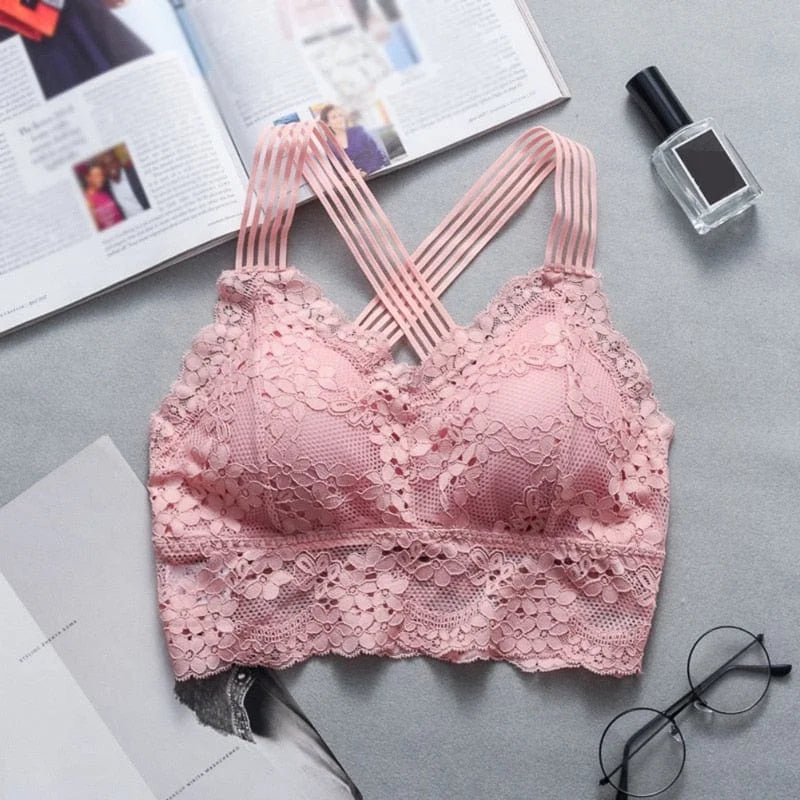 Haut bralette en dentelle - rose / universel