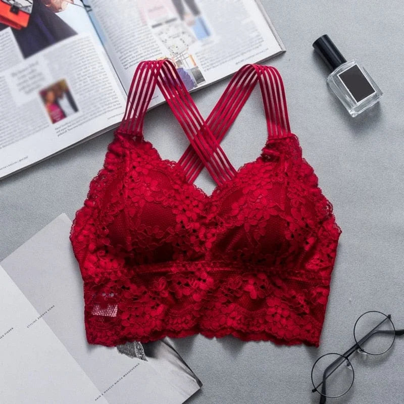 Haut bralette en dentelle - rouge / universel