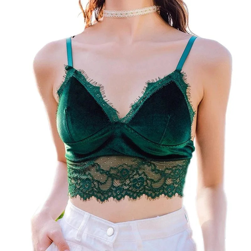 Haut bralette en dentelle - vert / universel