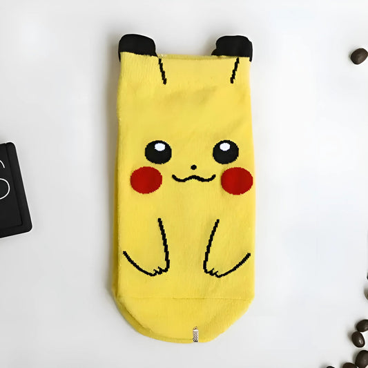 Jaune Chaussettes imprimées Pokémon courtes