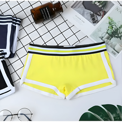 Jaune Culottes de boxeur pour femmes avec ceinture colorée