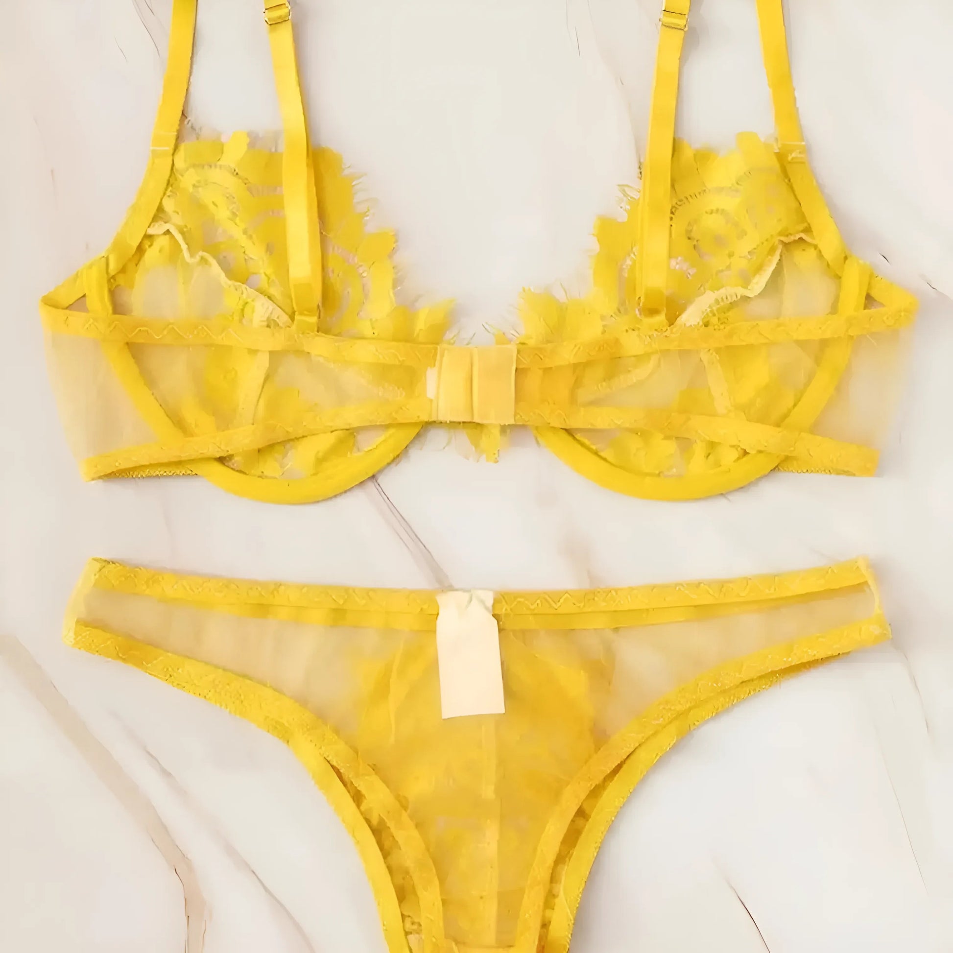 Jaune Ensemble de lingerie en dentelle