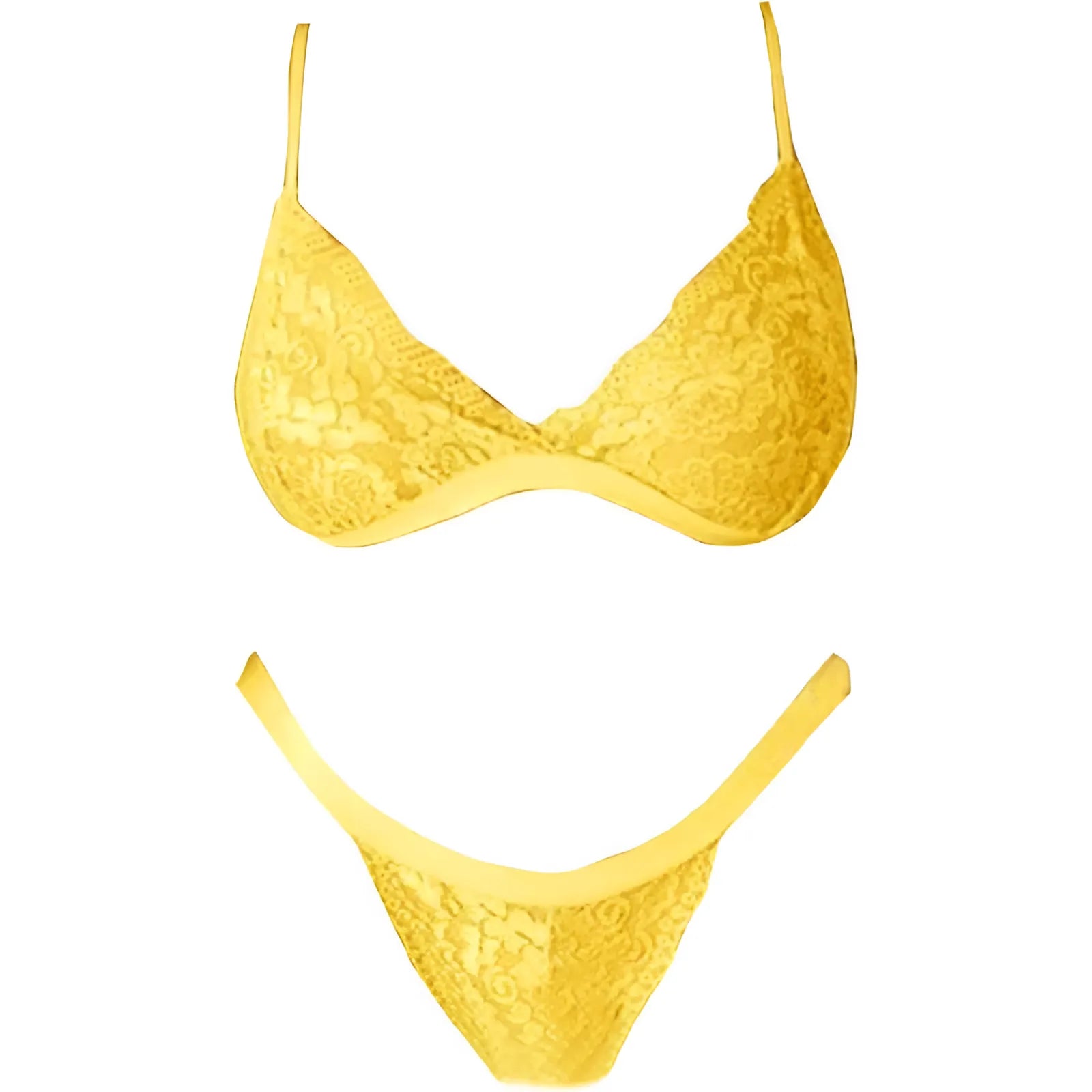 Jaune Ensemble de lingerie en dentelle classique