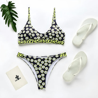 Jaune Maillot de bain à deux pièces à motifs