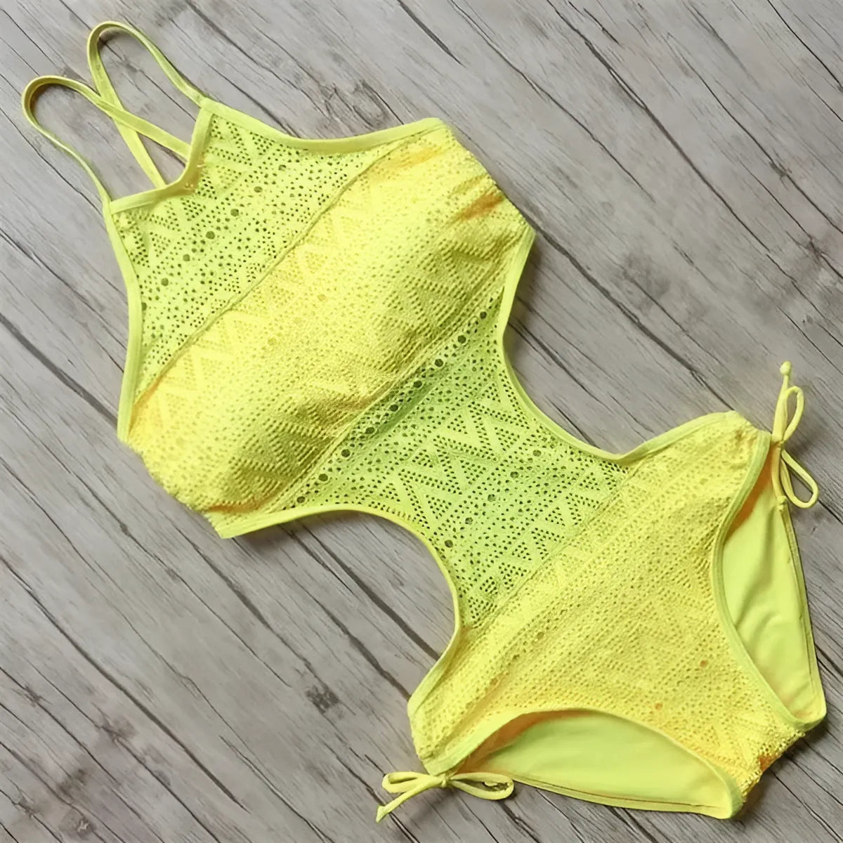 Jaune Maillot de bain une pièce sans dos