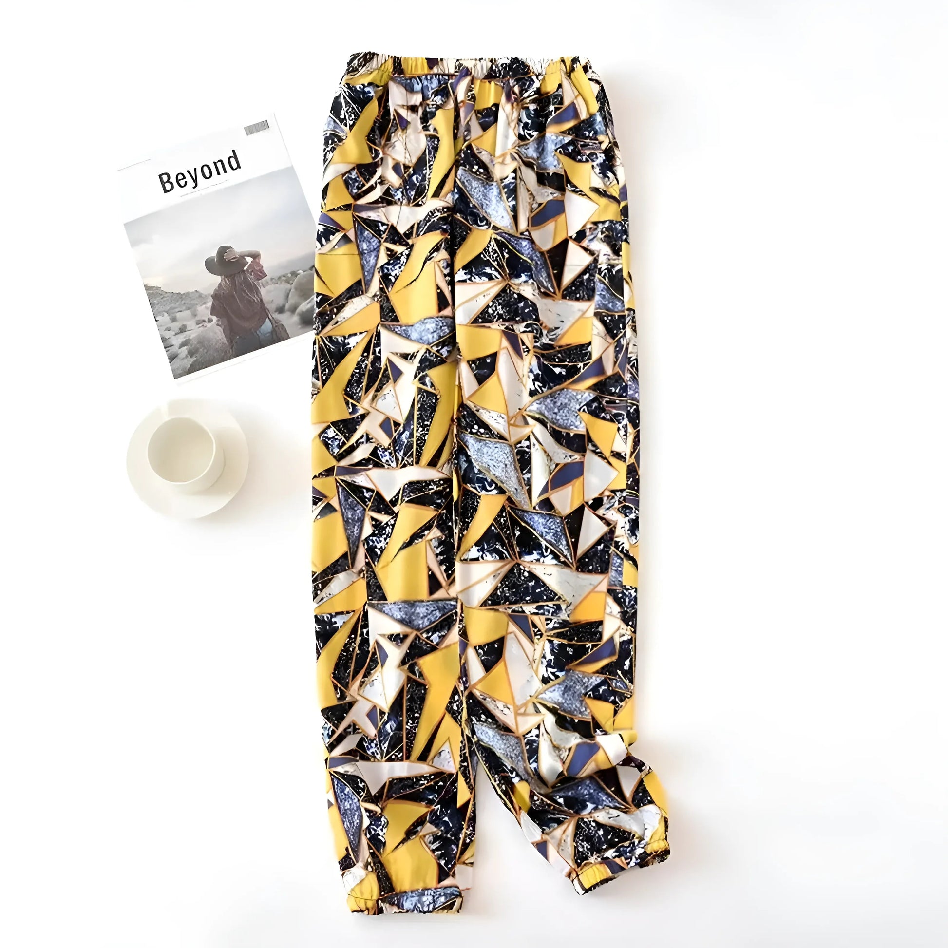 Jaune Pantalons de pyjama à motifs colorés