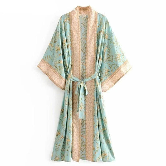 Kimono de plage avec des embellissements - turquoise / universel