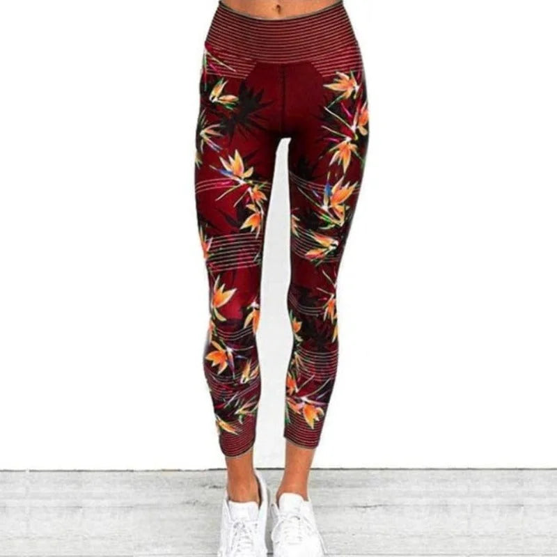 Leggings de sport à imprimé floral - rouge / s