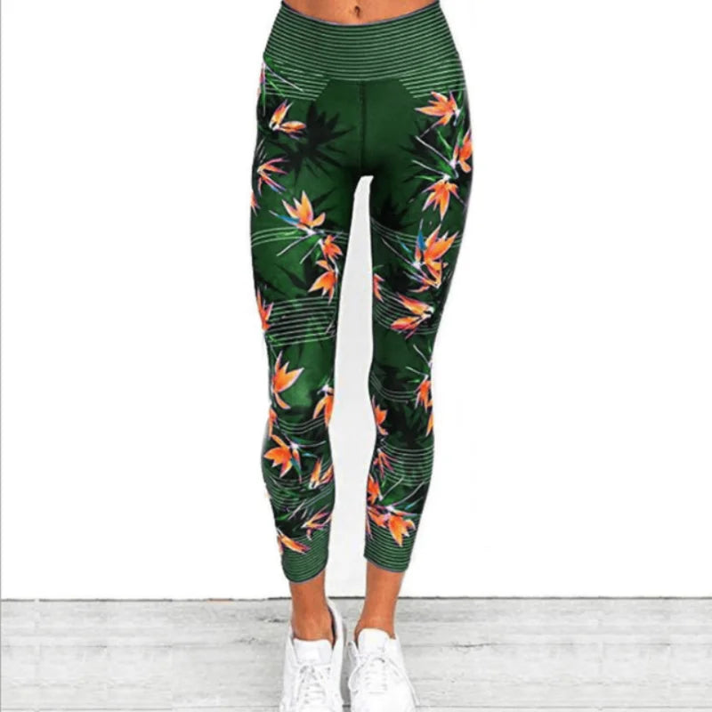 Leggings de sport à imprimé floral - vert / s