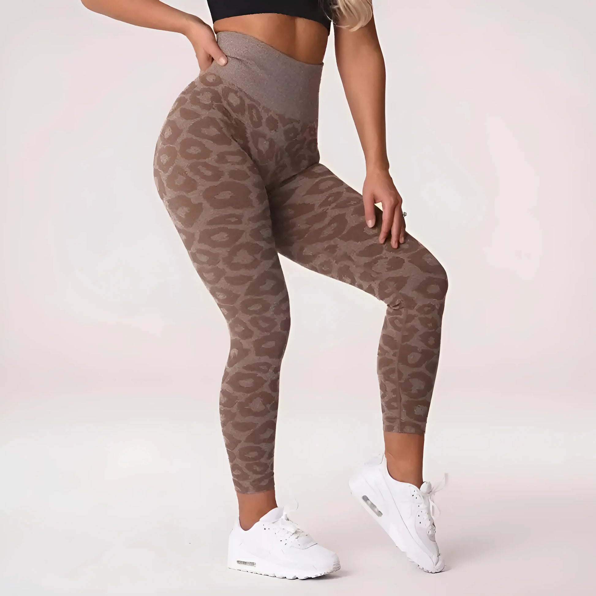  Leggings de sport à imprimé léopard pour femmes