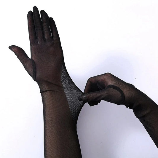 Longs gants transparents - noir / universel