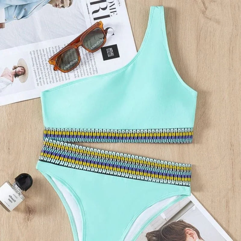 Maillot de bain bikini à une épaule