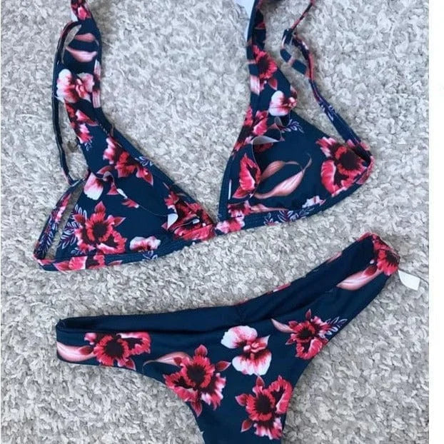 Maillot de bain deux pièces à fleurs